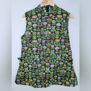 Nooworks Womens Large Airliner top flowery awesome blossom print (like new)